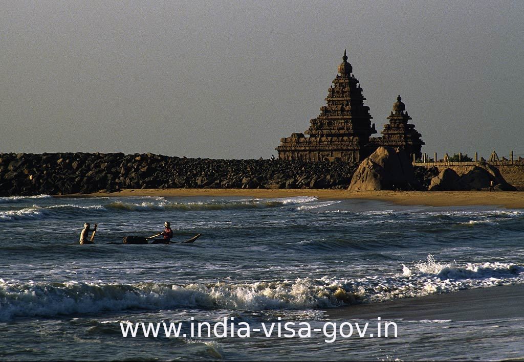 Indisk turistvisum - Mahabalipuram-stranden